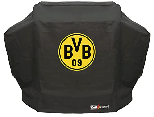 Grillfürst Grill Abdeckhaube BVB Borussia Dortmund - robuste Grill-Abdeckung 156 x 70 x 113 cm, wetterfest und wasserdicht, Abdeckung Gasgrill für für Weber Gasgrill Serie Genesis 300
