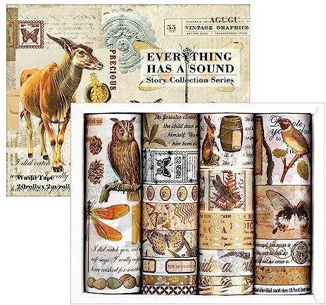 Lychii 20 Rollen Washi Tape Set, Vintage Breite Dekoratives Klebeband, Kollektion für Bastler, verschönert Journals, Planer, Karten und Scrapbooking