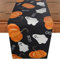 Schwarz Halloween Tischläufer, Vintage Malerei Kürbis Geist Boo Tischdeko, Halloween Deko Tischwäsche, Waschbar Herbst Küche Esstisch Tischdekoration Drinnen und Draußen Party Tischdecke, 35x180cm