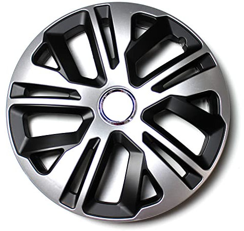 Juego de 4 tapacubos de 15 pulgadas con tachuelas negras y plateadas mixtas para tapacubos modelo RAVENMIX