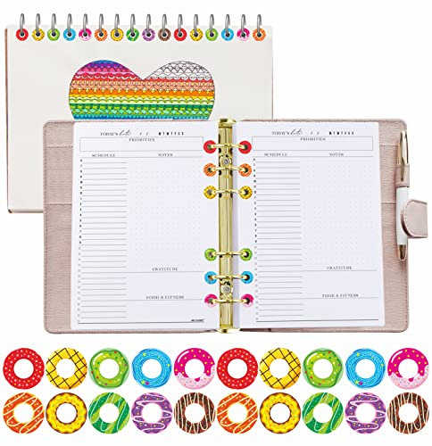 3000 Stück Lochverstärkungsaufkleber, 10 Donut-Designs Papierlochschützer Selbstklebende Lochverstärkungskreis-Etiketten für Loseblatt-Papierbögen (außen 13mm, innen 6.5mm)