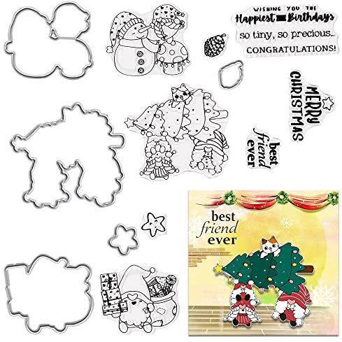 Hying Weihnachtsschneemann-Zwerge, transparente Stempel und Stanzformen für Kartenherstellung, Weihnachtsbäume, Wörter, Gummistempel, Weihnachtswichtel, gestanzte Dichtung zum Basteln, Basteln,