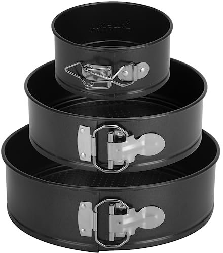 isheTao Tortiera Rimovibile 3 Pezzi Ø 11/18/23,Professionale Teglia da Forno Rotonda Springform con Rivestimento Antiaderente Torte in Acciaio al Carbonio Cake Pan per Pane e Formaggio