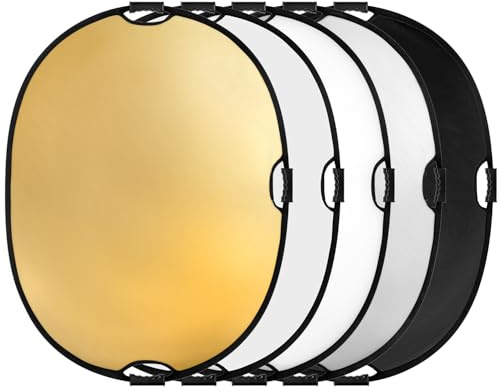 QWORK® 5 in 1 Faltreflektor Fotografie Lichtreflektor - 80 x 120 cm - Reflektor zum Fotografieren von Ganzkörpern, Möbeln und Mittelgroßen Gegenständen