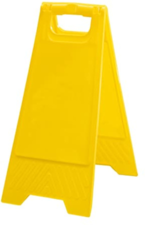 EberSign | Caballete Señalización Amarillo Doble Cara de Polipropileno Resistente | Cartel de Peligro Suelo Mojado o Mensaje Personalizable | Plegable con Asa para Transporte | 62 cm Altura
