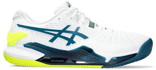 ASICS Gel-Resolution 9 Clay Hombre Zapatos de Tenis Blanco Turquesa