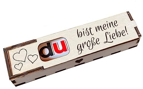 Duplo Holzbox mit Schokoriegel Geschenkbox mit Gravur Spruch Du bist meine große Liebe! Geschenkidee