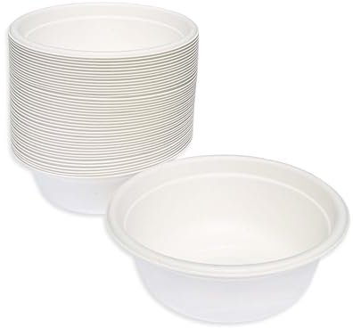 ECOPICNIC Cuenco de caña de azúcar de 500 ml (50 unidades/juego), recipientes desechables de caña de azúcar ecológicos