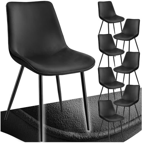 tectake® Esszimmerstühle 8er Set, Samtstoff Stuhl mit Rückenlehne, ergonomische Essstühle, bequemer Küchenstuhl, Esszimmerstuhl, Cocktailsessel für Lounge, Dining, Küchentisch - schwarz