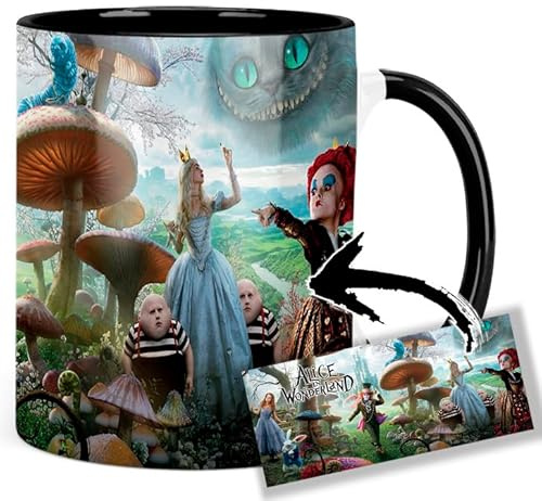 Alice In Wonderland Johnny Depp Mia Wasikowska Helena Bonham Carter Anne Hathaway Tasse Innen & Henkel Schwarz Keramikbecher Mug
