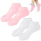 Silicone Moisturizing Socks 2 Pcs Women Foot Spa Pedicure Silicone Socks Foot Mask Exfoliating Beach Protective Gel Socks Anti Slip Aloe Socks for Dry Cracked Feet Calluses Foot Care (Pink+White)