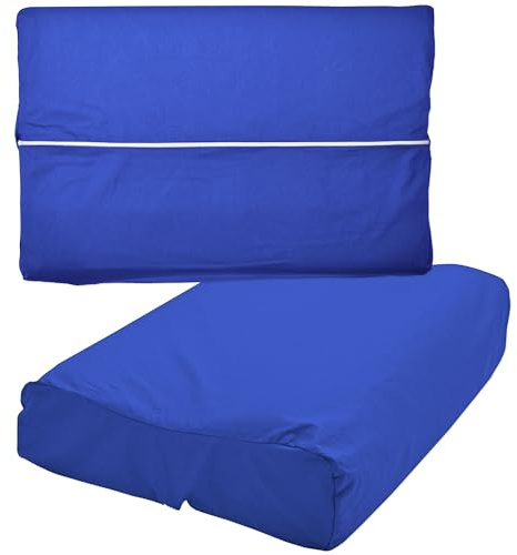 Nackenkissen Bezug 40x80 cm Blau Gesundheitskissen Überzug | Baumwolle Gesundheitskissen Vollschutzbezug mit Reißverschluss, Überzug für Nackenstützkissen, Universalbezug, Kissenhülle