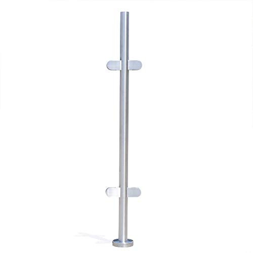 Barandilla de acero inoxidable para escaleras, 110 cm, con soporte de cristal, balaustradas de acero inoxidable, balaustradas de cristal, balaustradas de cristal, balcones con abrazaderas de cristal