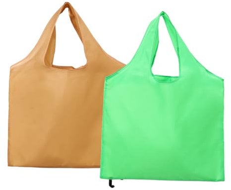 FAVORTALK Foldable Shopping Bag In Pouch Groceries - 2 Pcs Large Capacity Waterproof Folding Shopper Bag Reusable Washable Foldaway Grocery Bags for Household - D24714
