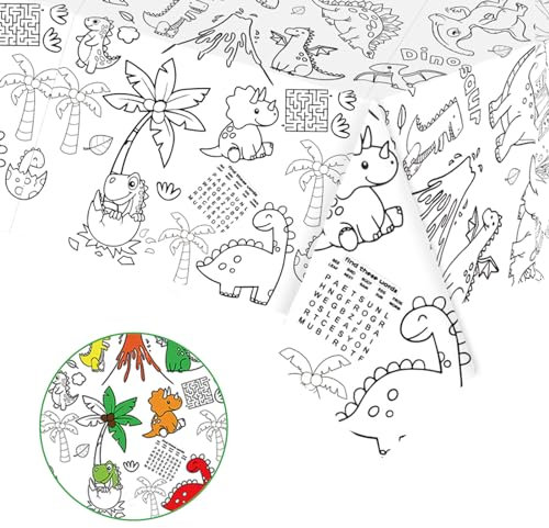 Tischdecke zum Ausmalen,137x274cm Papiertischdecke zum Ausmalen,Bemalbare Tischdecke Dinosaurier,Ausmal Tischdecke,Deko Kindergeburtstag,Kreative Kinderbeschäftigung,Ausmalen Tiere,Mal Mich Bunt