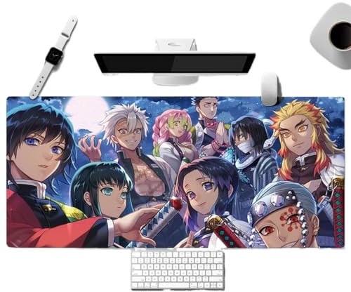 Demon Slayer Tapis de souris de jeu à surface lisse | Tapis d'ordinateur pour protection de bureau | Tapis de bureau antidérapant | Tapis de jeu étendu | Grand tapis de bureau | Tapis de souris XXL