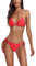 FITTOO Triangel Bikini Damen Set Push Up Neckholder Bikinioberteil Verstellbare Bademode Unterteil Schnürung Zweiteiliger Badeanzug Rot, M