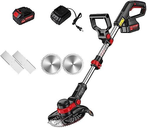 NAKEAH Tondeuse à Gazon, Tondeuse Manuelle de Jardin électrique avec Batterie 20V/4.0Ah 2 Styles Lame Tondeuse à Gazon Portable poignée rétractable