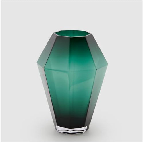 Edg - Enzo de Gasperi Innenvase, dunkelgrüner Glasblumenhalter „Prismi Nida“ D29xH40 cm