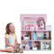 HOMASIS Maison de poupées avec Meubles & Accessoires, Maison de poupées Rose en Bois, Villa de poupées avec 3 étages & 5 Chambres, Cadeau pour Les Filles, Dollhouse Villa de rêve pour Les Enfants