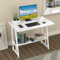 HAMHAIGO Scrivania per computer bianca, 80 x 50 cm, piccola, scrivania per computer con ripiano inferiore, stabile, tavolo per computer, adatto per camera da letto, soggiorno, casa, ufficio