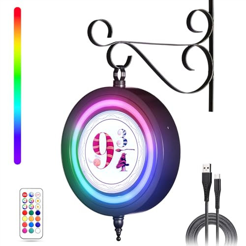 Wizard Decorations Night Lights: Platform 9 3/4 Sign Rechargeable Wall Lights Dimmable RGB Night Light Battery Wall Sconce Potter Fan Christmas Children‘s Day Birthday Movie Fans Magic Lamp Gift