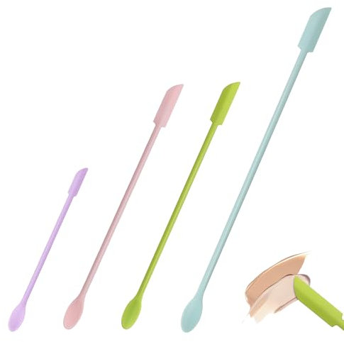 4 Stück Silikon Spatel Teigschaber Klein Spatel Kosmetik Silikonlöffel Wiederverwendbarer Küchenspachtel Silikonspatel zum Herausschöpfen von Lebensmitteln Mini Löffel Spatel für Küche