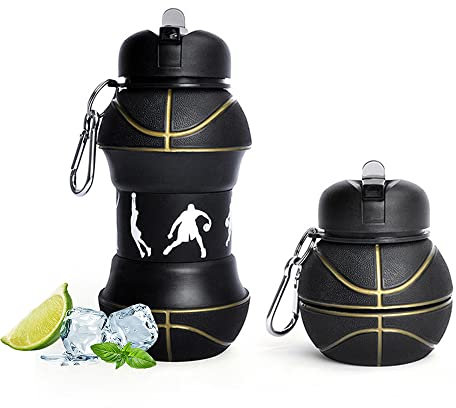 QTANZIQI Silicone Collapsible Drink Bottle For Kids - Football Water Bottle, Foldable Kids Water Bottle With Keyring, Food Grade Silicone & BPA Free D 550Ml/19Oz silk pillowcase