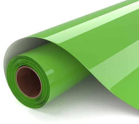 UIOK Plotterfolie Textil,Grün Flexfolie Plotter Textil 30.5x182cm Textilfolie Plotter,Grün Bügelfolie Plotter für DIY T-Shirt, Heat Transfer Viny für Cricut & Silhouette Cameo