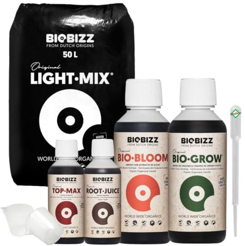 Weedness BioBizz Light-Mix 50 Liter + Dünger Medium - Blumenerde Grow Indoor Outdoor Bonsai Balkon-Pflanzen Palmen Bio Kokos
