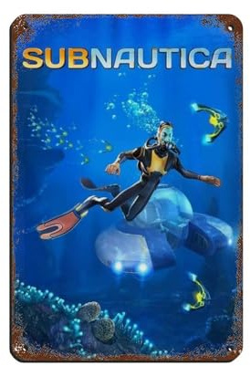 KJUFE Classic Game Cover Subnautica Poster 18 Blechschild, Vintage, Metall, Pub, Club, Café, Bar, Zuhause, Wandkunst, Dekoration, Poster, Retro, 20 x 30 cm