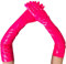 krautwear Damen Ellenbogenlange Glänzende Abendhandschuhe Handschuhe Lack und Leder Optik Pink Rot Schwarz (Pink)