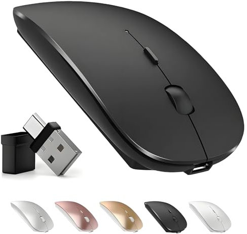 Neises Mouse senza fili, USB C per MacBook Air, per MacBook Pro, mouse wireless Bluetooth per laptop/PC/Mac/iPad Pro/computer (nero)