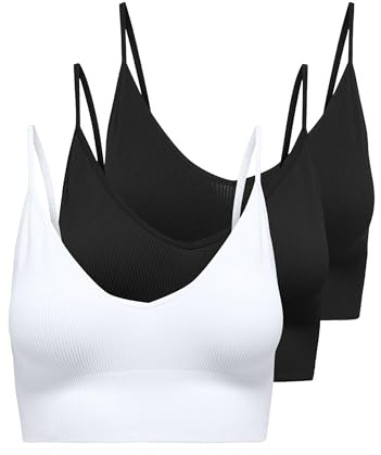 ONLY Damen Female BH Onlvicky Rib 3-Pack Top Onlvicky Rib S-L V-Neck 3-Pack Top Noos (3er Pack)