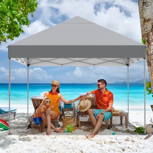 Pavillon 3x3m,Faltpavillon,Winterfest Wasserdicht Gartenpavillon,Höhenverstellbar,UV Schutz 50+,Stabil,Metallrahmen,Partyzelt inkl.Tragtasche,Gartenzelt für Outdoor Garten Party,Grau