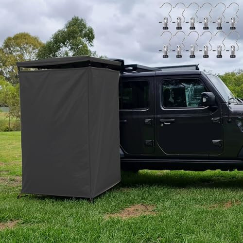 Markisen-Duschzelt mit Dach, Umkleidekabine Mobil mit PVC-Reiseabdeckung, 100 X 150 cm, Wasserdichtes Duschzelt Camping, Tragbarer Temporärer Umkleidezelt(Gray)