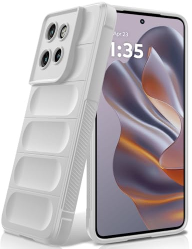 BonYonka Silicone Case for Motorola Moto Edge 50 Neo, White | Shockproof Wave Design, Anti-Scratch Microfiber Lining, Silky Soft-Touch Finish, Military Grade Drop Protection