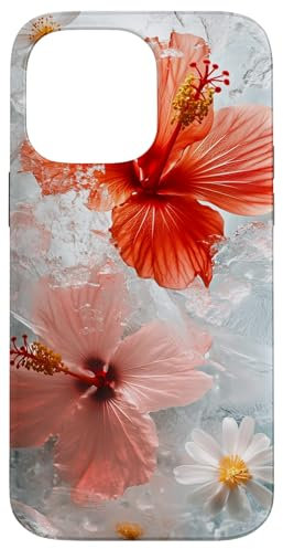 Vibrant Hibiscus and Daisy Encased in Ice Case for iPhone 14 Pro Max