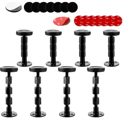 LOLYSIC 8 Stück Kopfteilstabilisatoren, 78-105 mm Abstandshalter Wand, Schwarzes Verstellbares Bettrahmen-Antivibrationswerkzeug, Kopfteil Stopper, Verstellbare Bettgestell und Möbelfüße für Betten