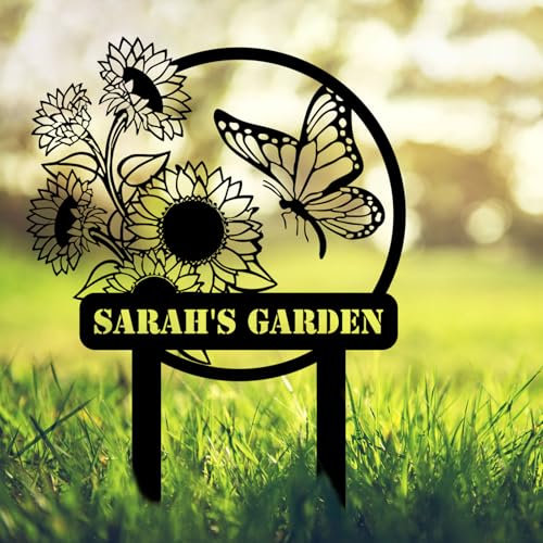 Générique Panneau de Jardin en métal personnalisé, personnalisez Votre nom, décoration de Jardin extérieure résistante aux intempéries, décoration de Printemps, Cadeau de fête des mères