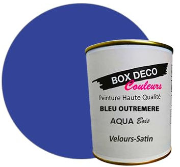 BOX DECO COULEURS Peinture meuble bois intérieur à base d'acrylique aspect velours-satin Aqua Bois - 750 ml / 9m², Bleu Outremer