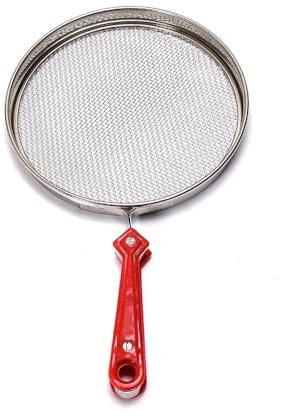 Stainless Steel Roti or Roasting Grill, 25.5 cm Round Mesh with Handle, Multi-Purpose Cooking Pan for Gas, Charcoal Barbecue Stove (25 cm Fine Mesh Papad Roaster)