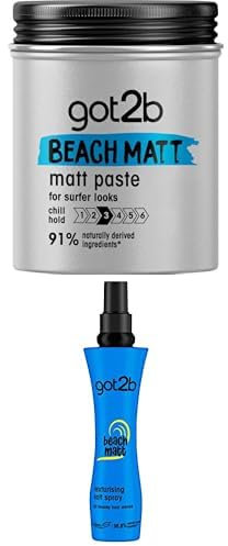 Bundle of Got2b Beach Matt, Matt Texture Hair Paste, 100ml + got2b Beach Matt Texture Sea Salt Hair Spray, 200 ml