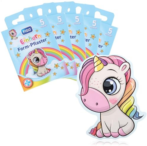 com-four® 25x Kinderpflaster - Bunte Pflaster-Strips für Kinder - Pflaster-Set mit Einhorn-Motiven - klinisch getestet