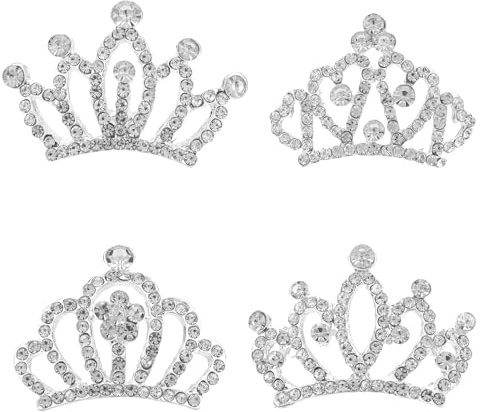 4 Stück Kleine Kronen, Strass aus Zinklegierung Mini Haarspange mit Prinzessinnenkrone Silberglänzendes Haar Accessoire für Frauen Geburtstag Hochzeitstorte Prinzessinnenkostüm Halloween