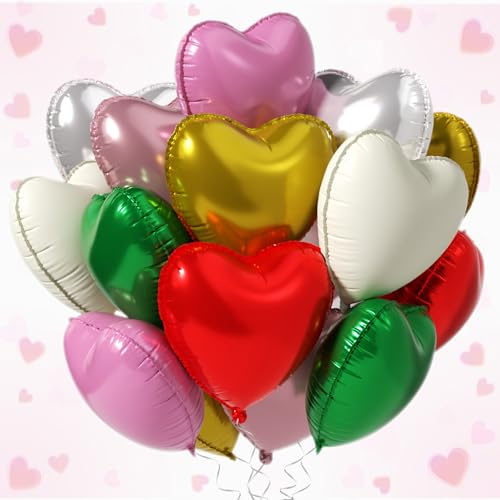 Tayuvira 25 Stück Herz Folienballon Regenbogen 18 Zoll,Valentinstag Luftballons,Love Dekoration,Herzluftballons,Heliumballon Herzen,folienballon herz für Geburtstag Hochzeit Valentinstag Party