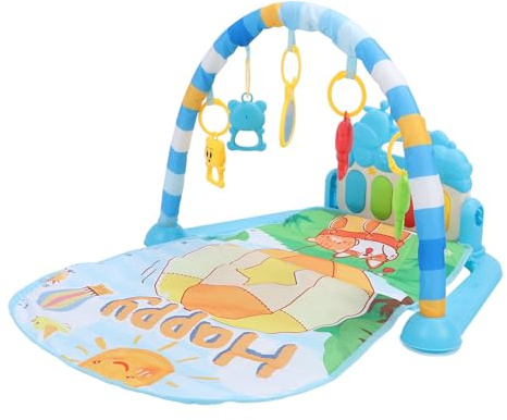 FTVOGUE Baby-Spielmatte Piano Gym, ABS-Musik-Aktivitätsmatte für Kleinkinder, 75 X 58 X 40 Cm, Faltbare Bauchspielmatte mit Hängenden Spielzeugen und Fußklavier für Neugeborene von 0 Bis 36 Monaten