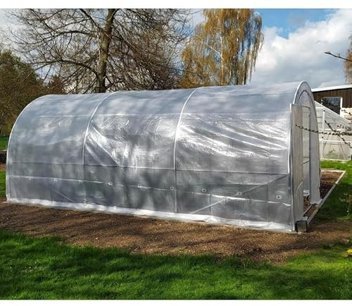 Green Protect Serre Tunnel en Acier Galvanisé Blanc 3x6m H2,40m avec 2 Portes Battantes Bâche Polyéthylène 200gr/m²