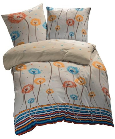 ETÉREA Microfaser Bettwäsche 140x200cm + 70x90cm - Ganzjahresbettwäsche Bettbezug Pusteblume - Bettwäsche Set mit Kissen 140x200cm Bettbezug + 70x90cm Kissenbezug Microfaser - OEKOTEX - Orange