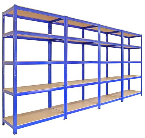 4 x 90cm Blue Shed Utility Greenhouse Storage Racks Garage Shelving Bays 4200kg